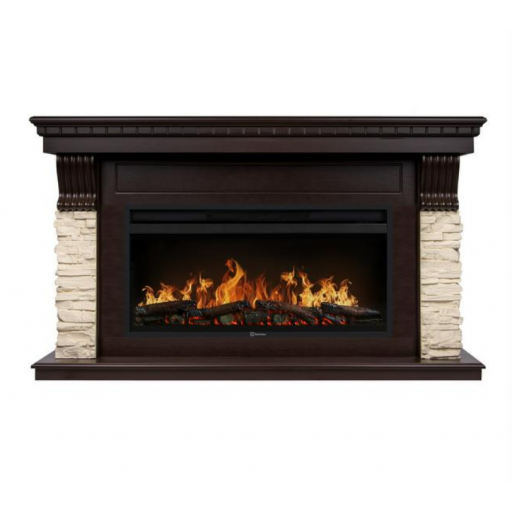 Каминокомплект: Очаг Electrolux EFP/P-3620LS, портал Мичиган 42/40/36 камень молочный, шпон темный